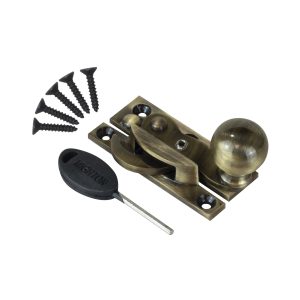 Hooking Sash Fastener Locking with Wide Hook Arm - Antique Brass