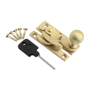 Hooking Sash Fastener Locking with Wide Hook Arm - Satin Brass